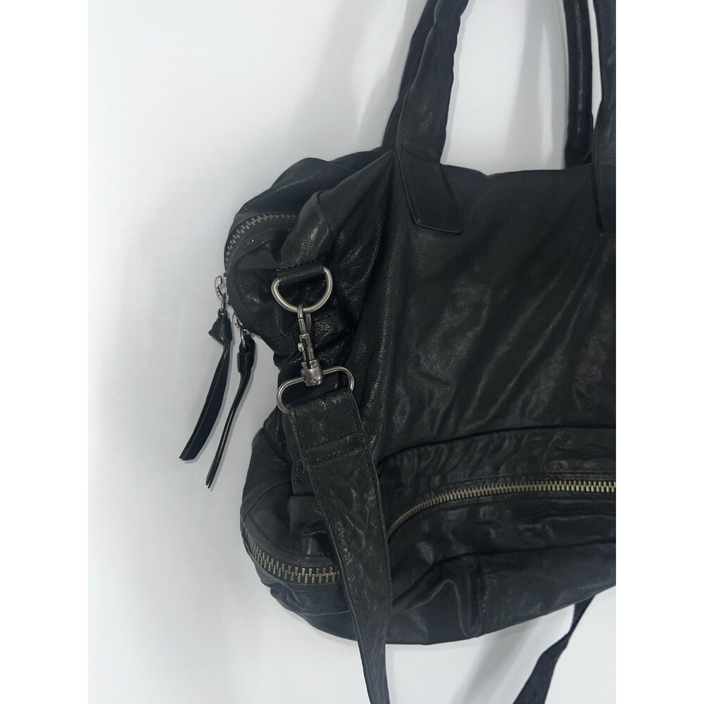 Yvonne Kone Black Leather Large Carryall Satchel 2 Compartment Shoulder Bag - Picture 4 of 16